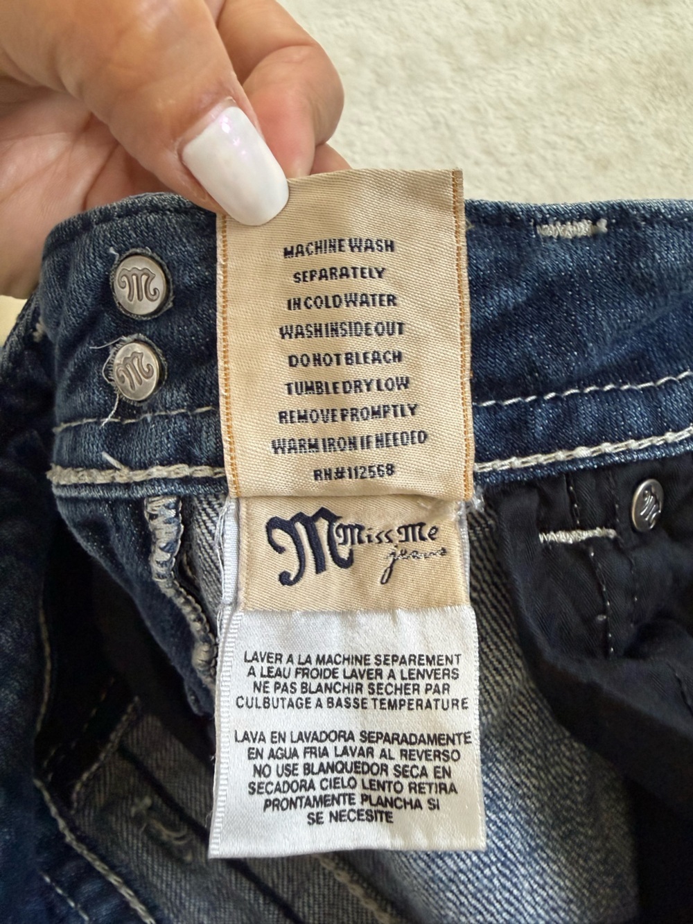 Miss Me Bootcut Jeans Size 27 Embellished Flap Pocket Y2K Denim - Picture 10 of 15